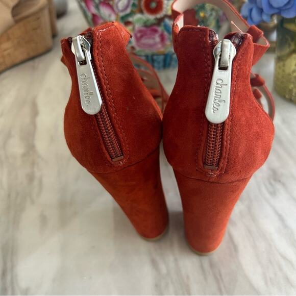 Charles David Micah Burnt Orange Red Caged Heeled Sandal - Picture 6 of 10